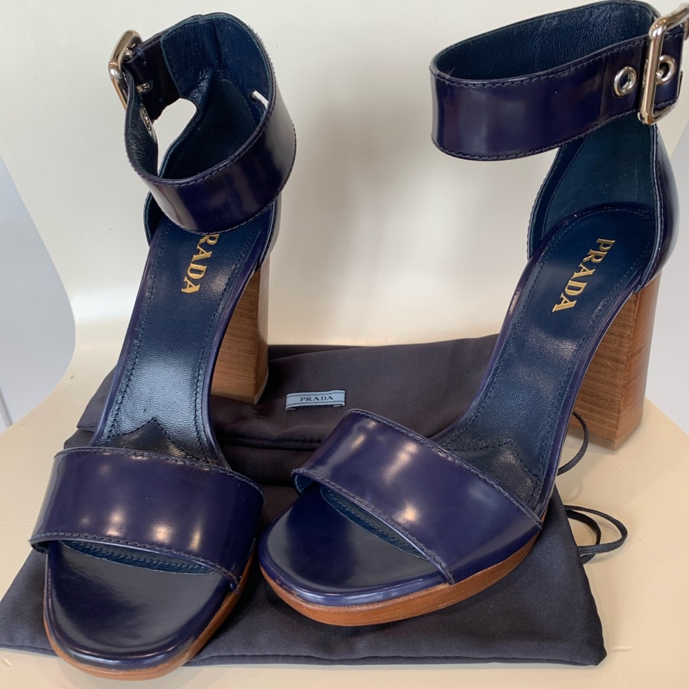 Prada stack heel sandals